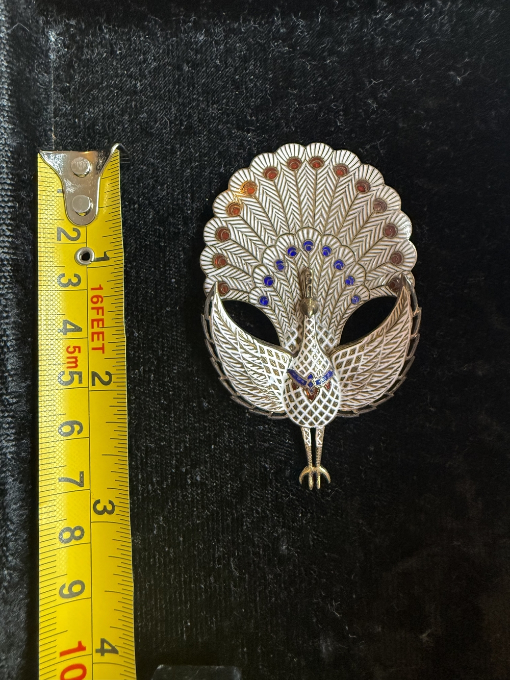Sterling Silver Peacock Brooch with Colored Accents - Women's Accessory
